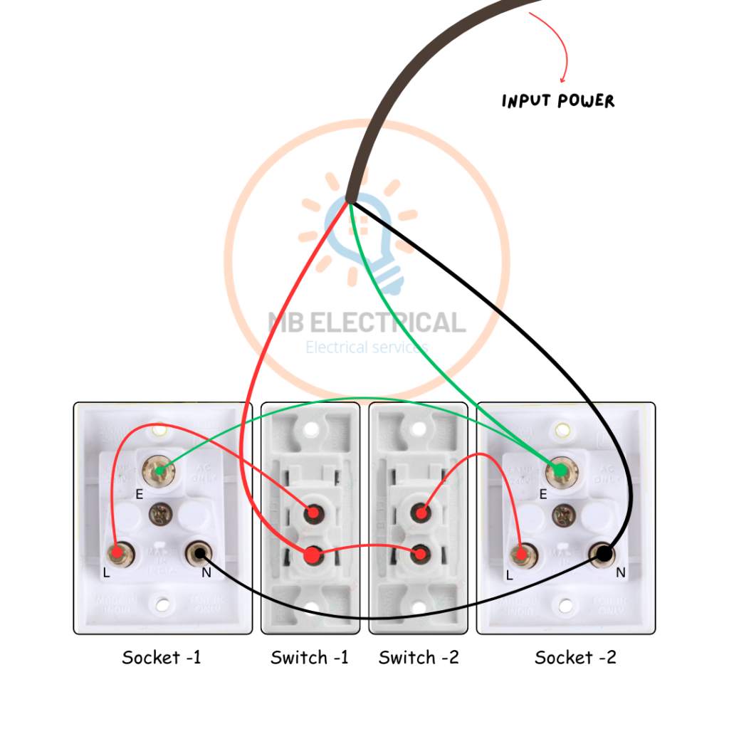 Two Switch Two Socket Connection Wiring Diagram - Mb Electrical