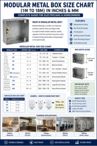Modular Metal Box Size Chart PDF (1M to 18M) in Inches & MM