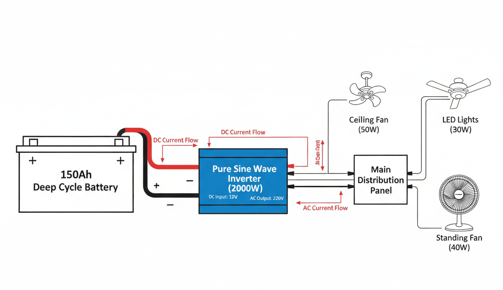 150ah battery backup time calculation diagram