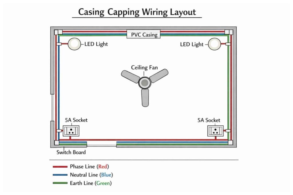 PVC casing capping square wiring pipe installation